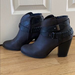 XOXO dark gray block heeled booties. Size 8